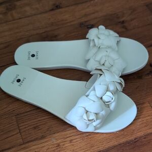 Shade & Shore White Floral Slide Sandals